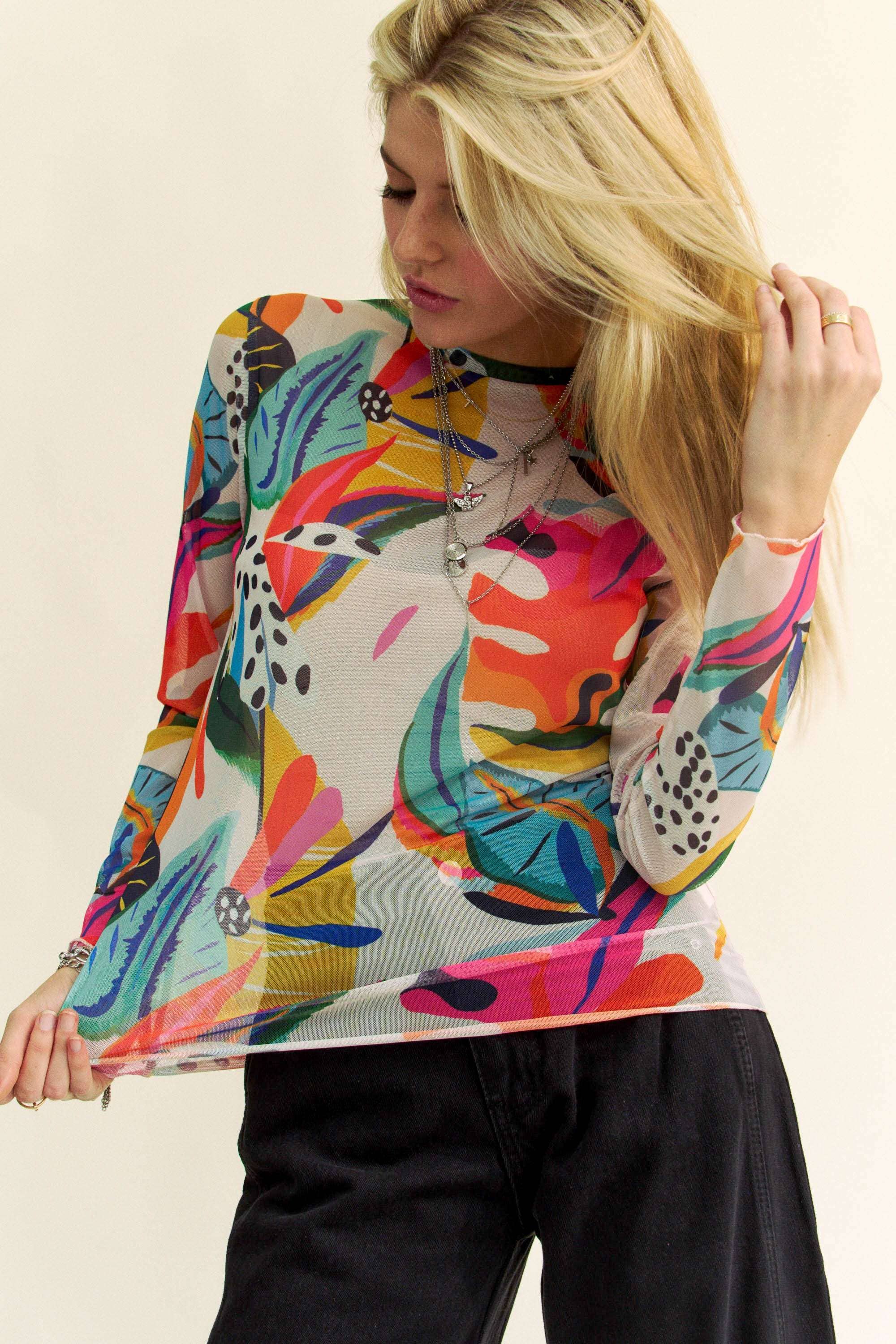 Hot Tropics Mesh Top
