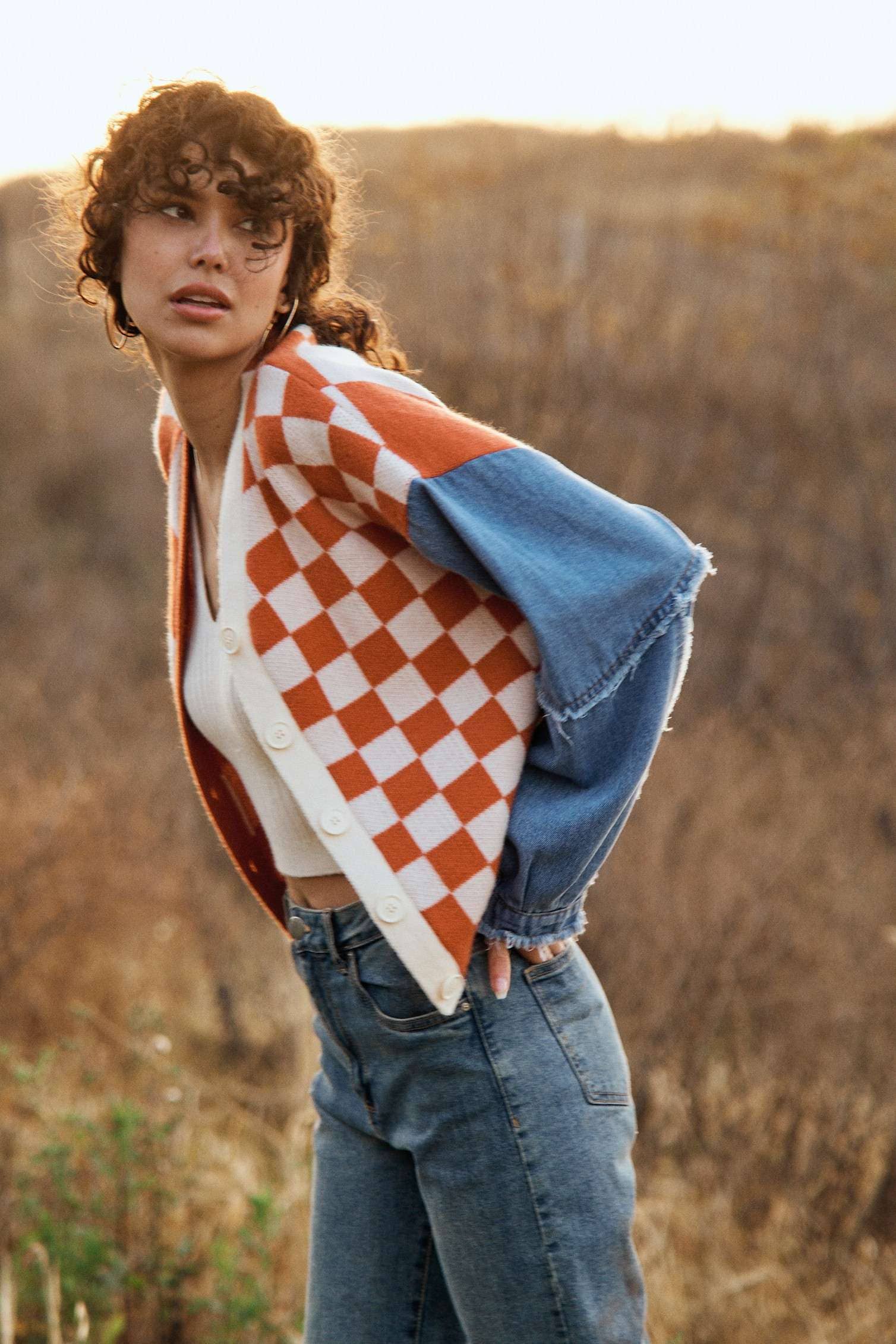 Denim & Checkers Sweater