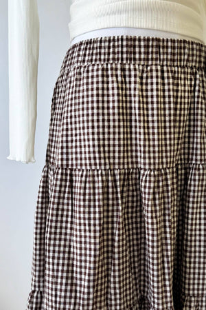 Gingham Tiered Midi Skirt
