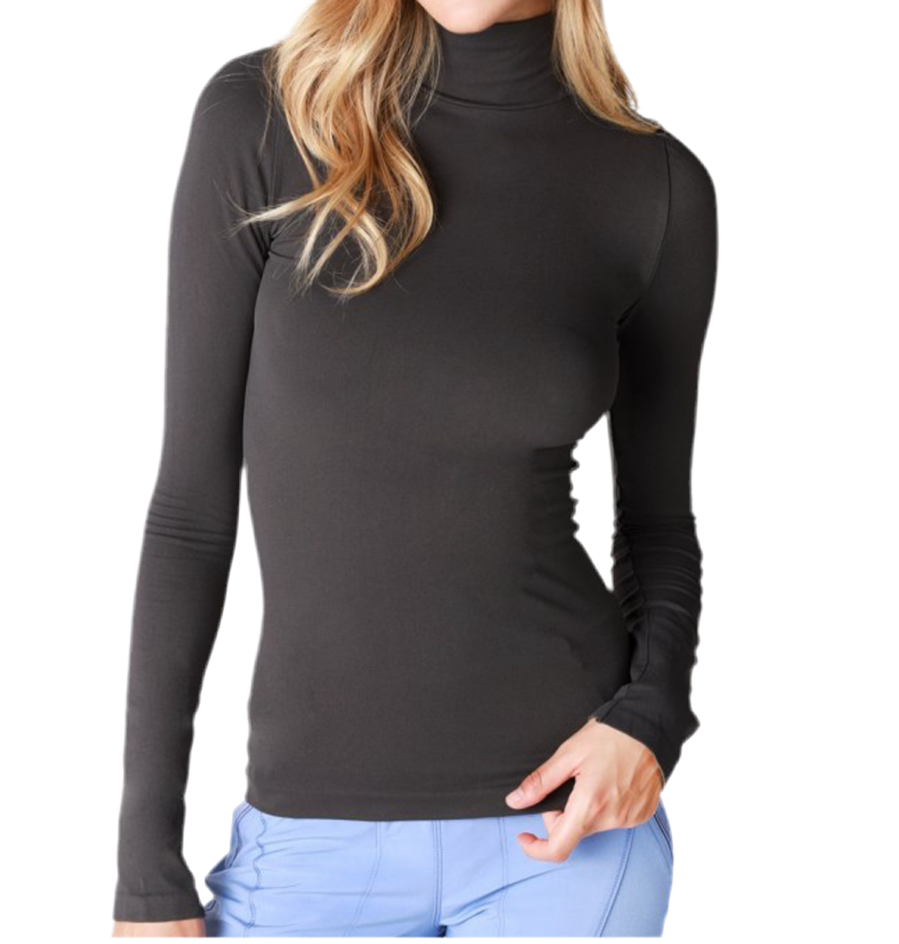 Seamless Mock Neck Long Sleeve Layering Top