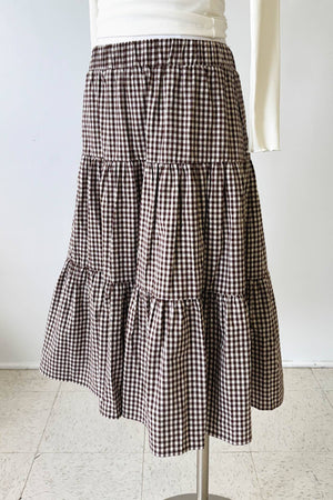 Gingham Tiered Midi Skirt