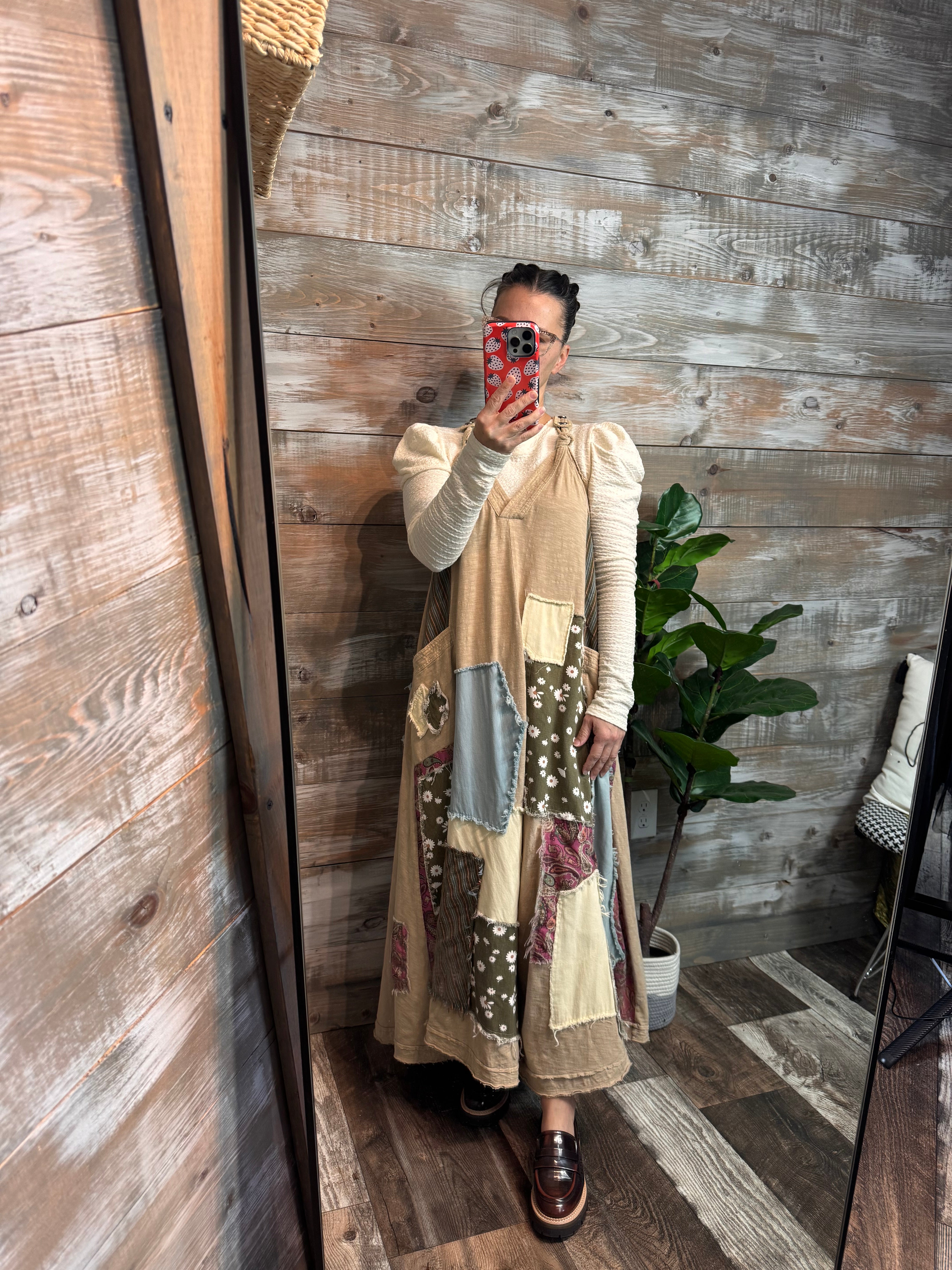 Patchwork Overall Jumper Dress