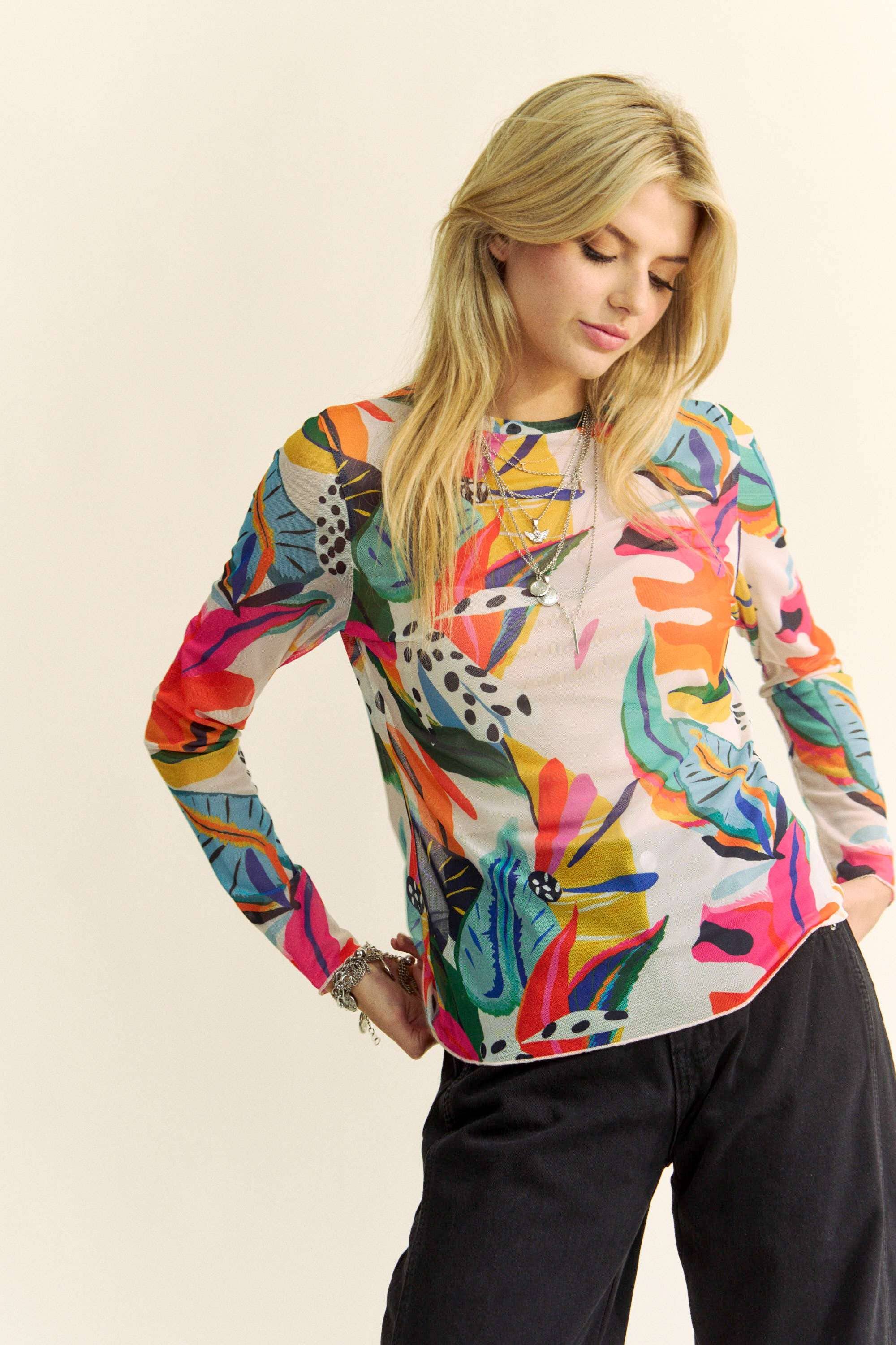 Hot Tropics Mesh Top