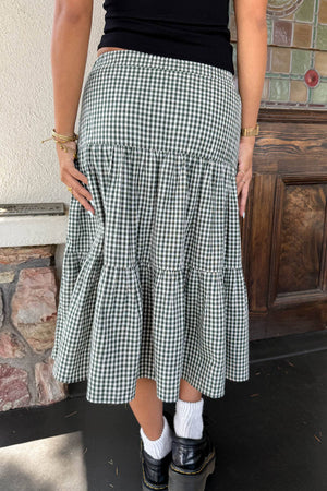 Gingham Tiered Midi Skirt