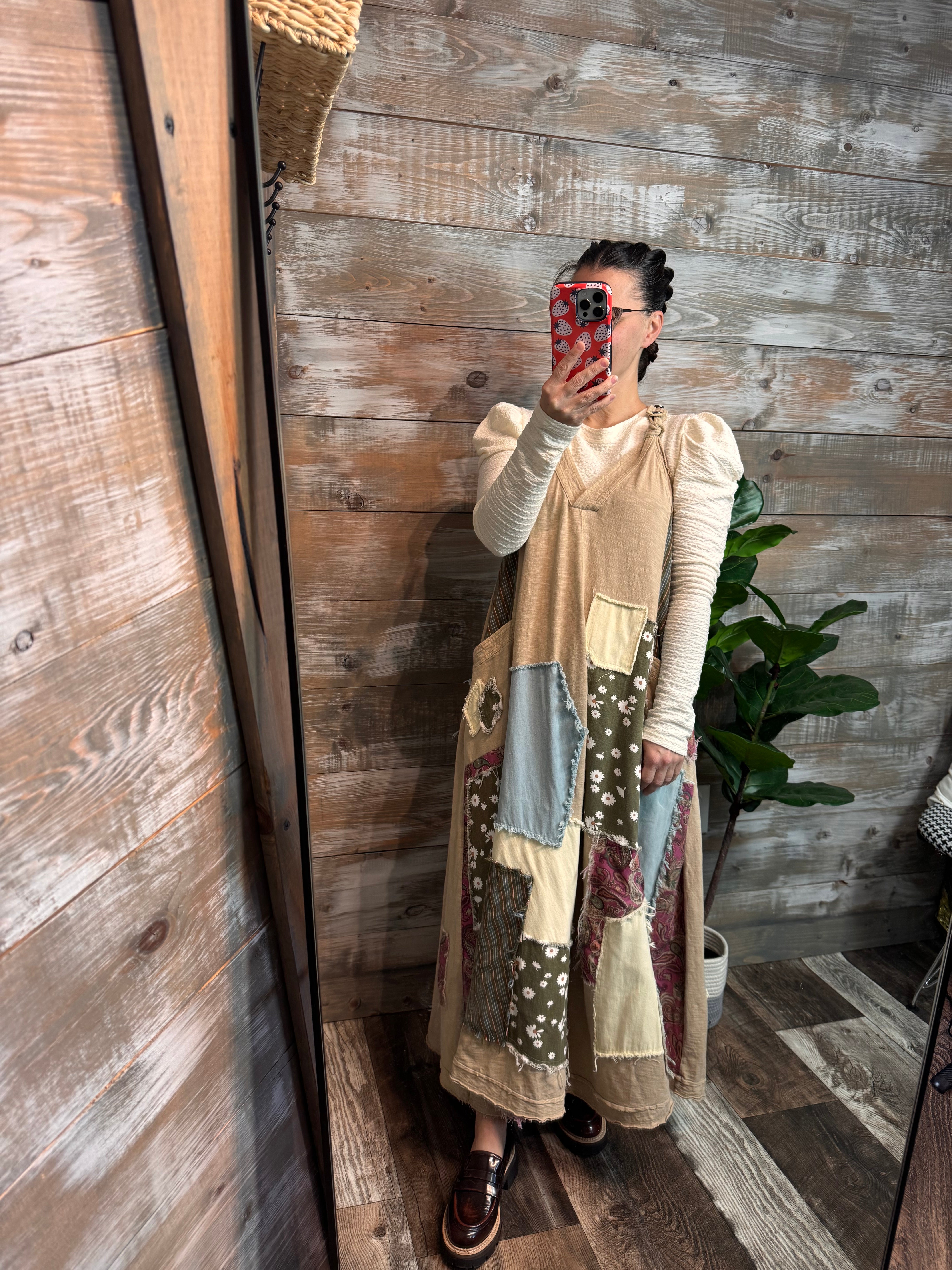 Patchwork Overall Jumper Dress