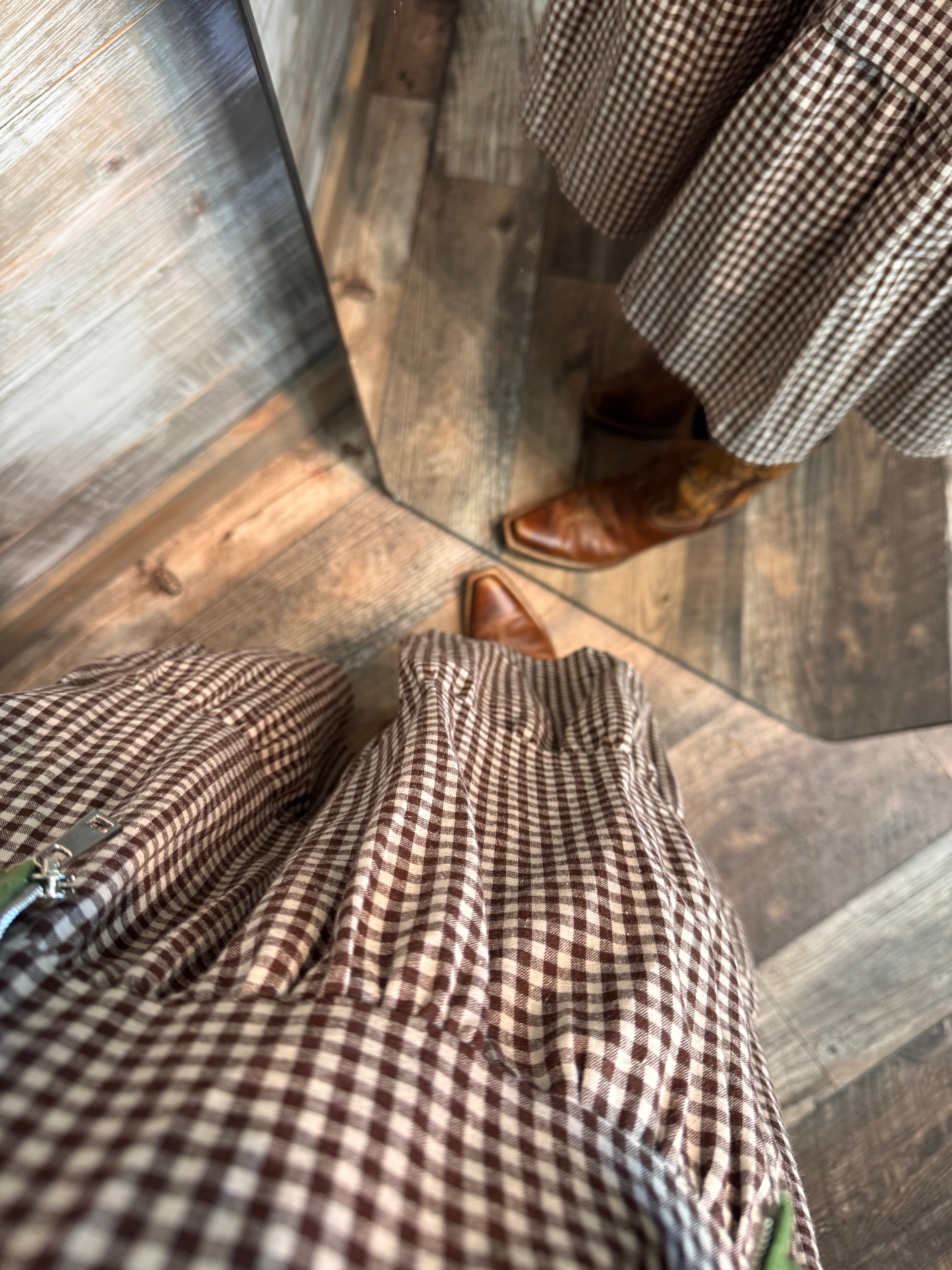 Gingham Tiered Midi Skirt