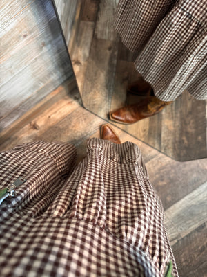 Gingham Tiered Midi Skirt
