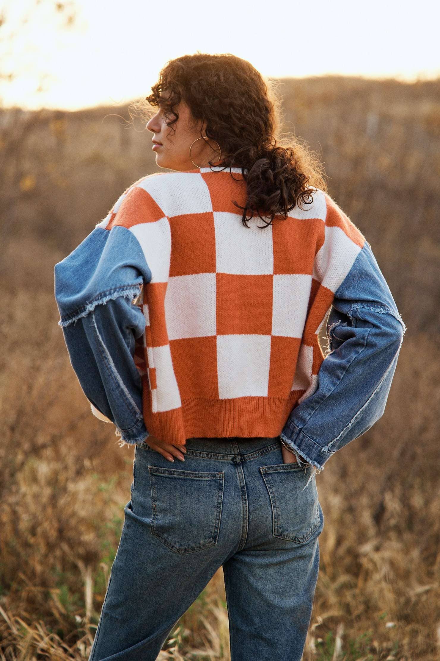 Denim & Checkers Sweater