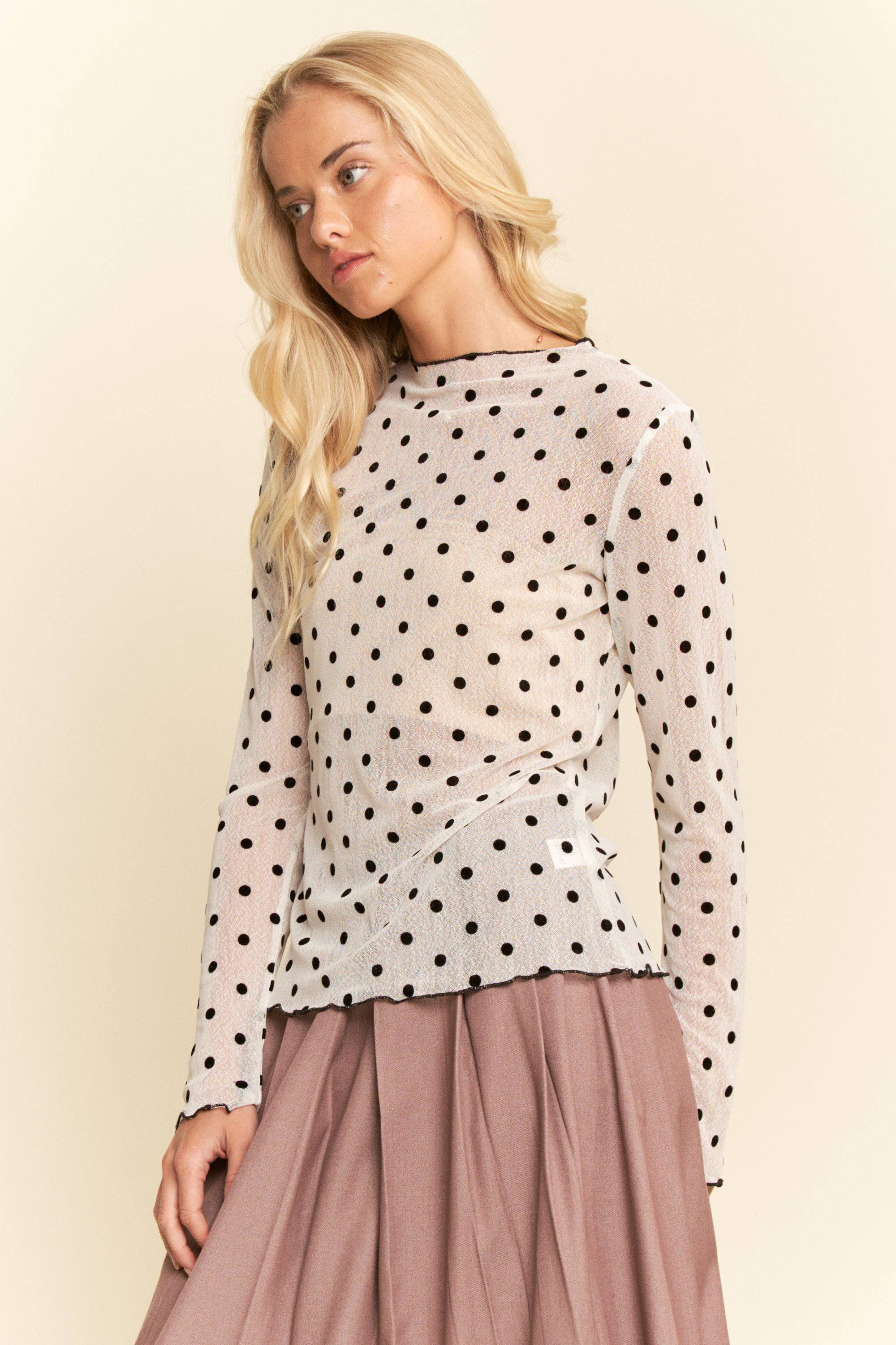 Polka Dot Mesh Top