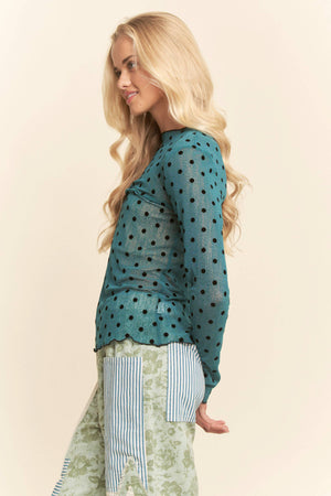 Polka Dot Mesh Top