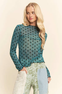 Polka Dot Mesh Top