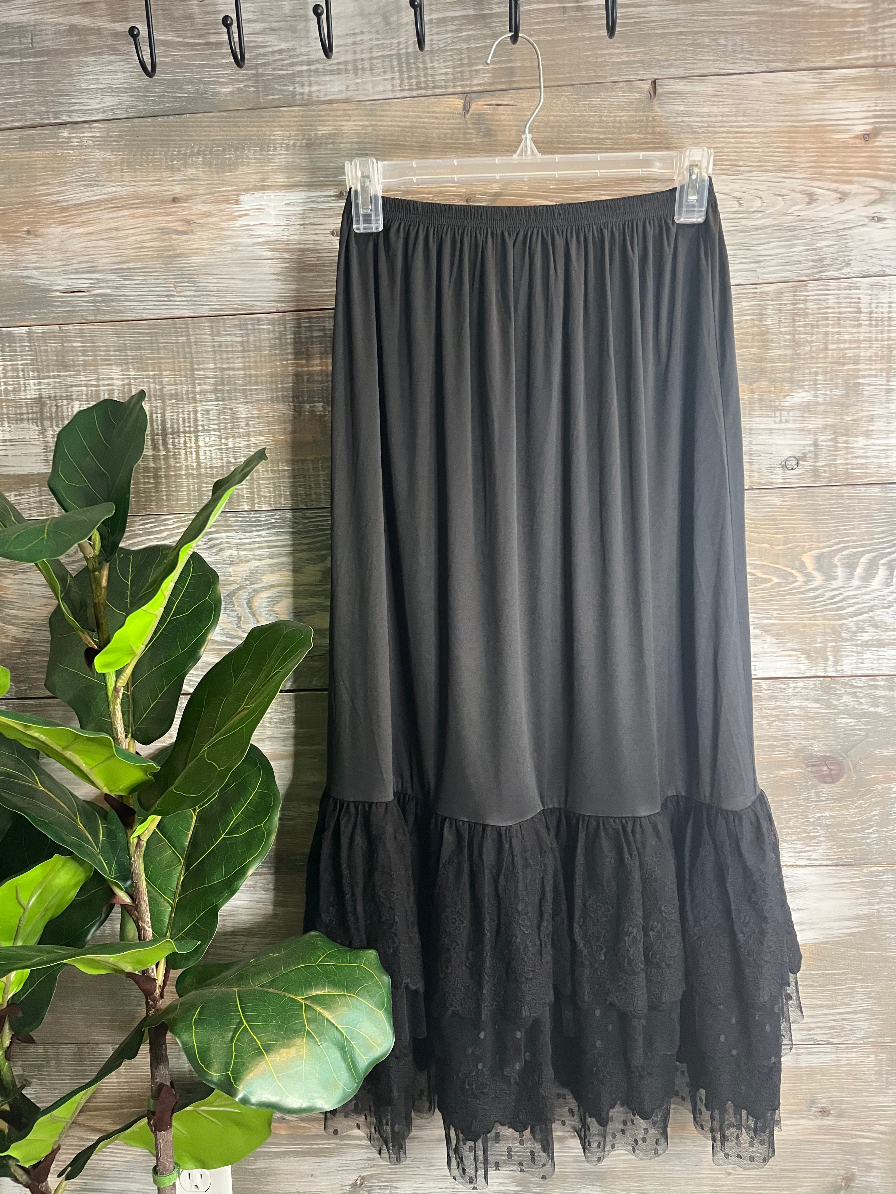 Lace Extender Black Overall Skirt Extender Modest Ruffled Skirt Extender Blessed Bliss Boutique Lace Extender Black Overall Skirt Extender Modest Ruffled Skirt Extender Blessed Bliss Boutique